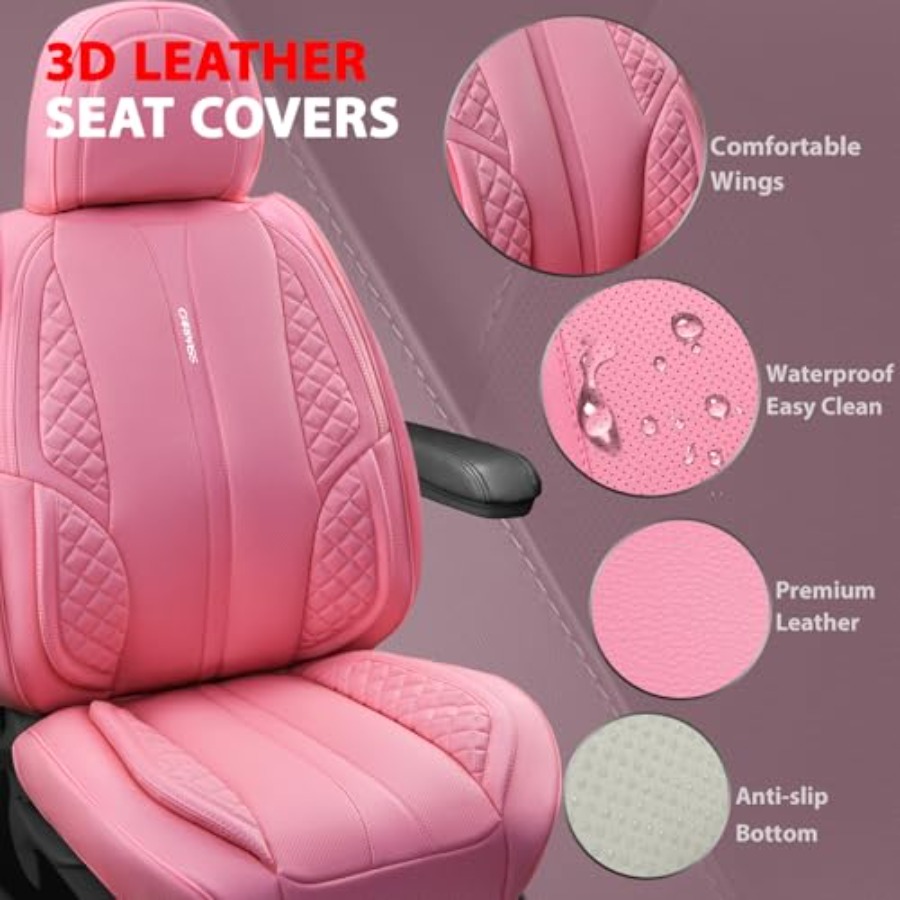 Nappa Pink PU Leather Car Seat - Leather Car Seat Covers Full Set Universal review and price