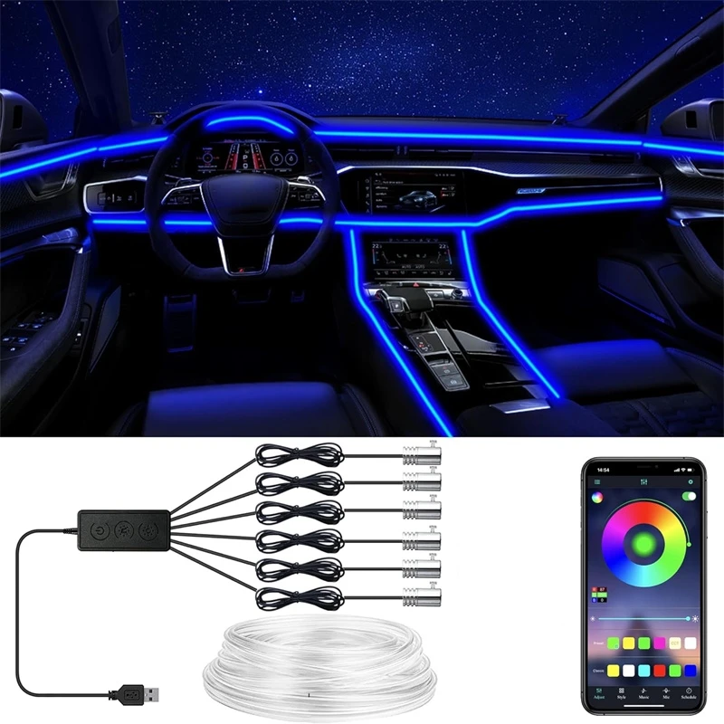 Flexible EL Wire Lights With A - Led Ambient Interior Car Lights App Control review and price