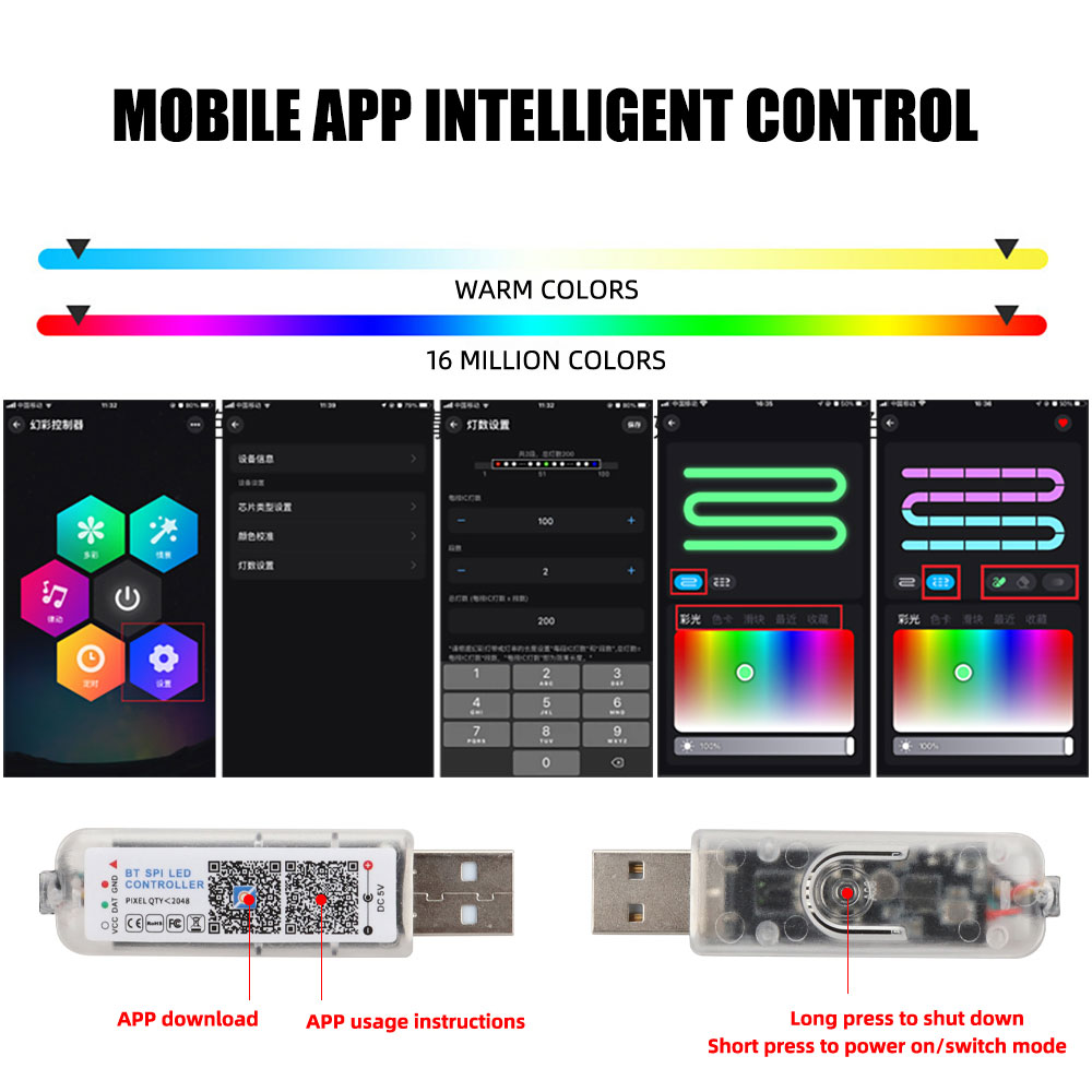 1/2in1 110cm 140cm Acrylic Int - Led Ambient Interior Car Lights App Control review and price