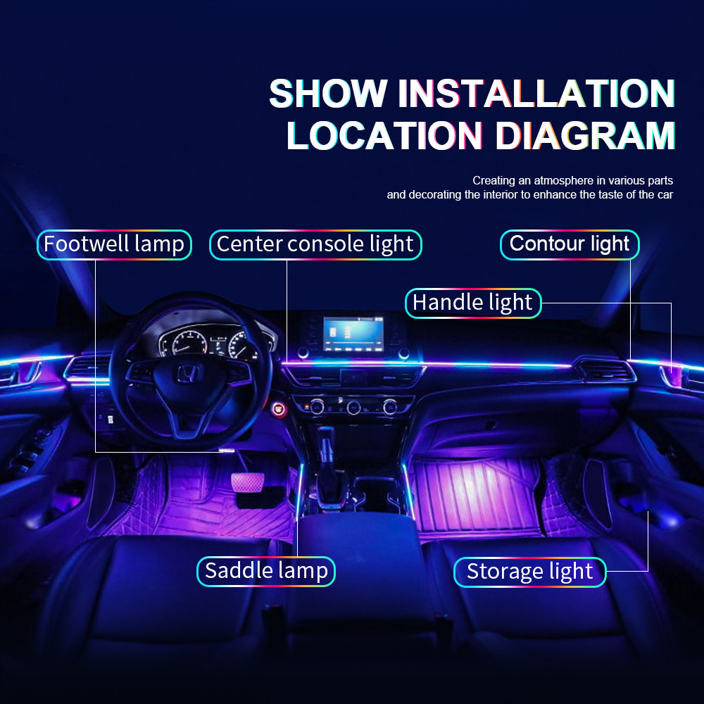 18 in 1 Dual Zone Symphony Str - Led Ambient Interior Car Lights App Control review and price